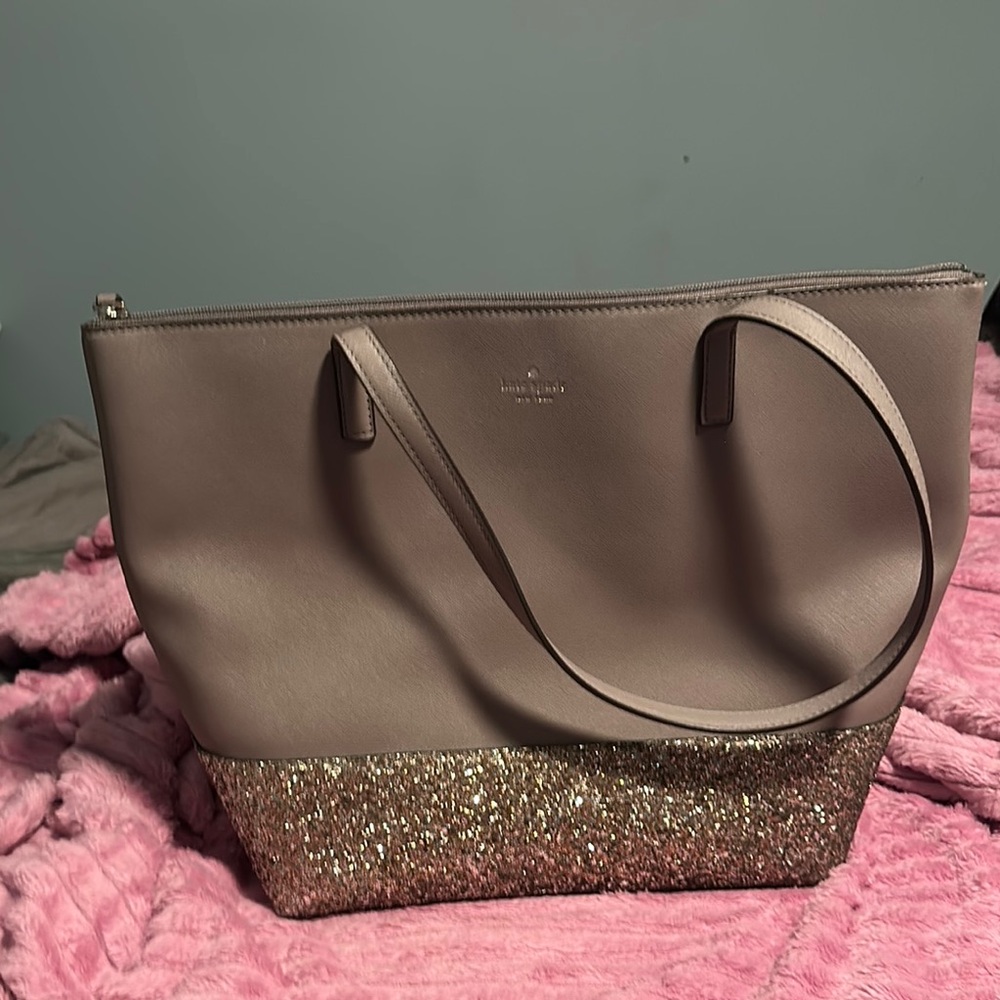Kate Spade Gray and Gold Tote Bag